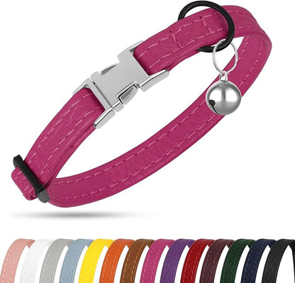 Leather Cat Collar with Buckle and Removable Bell - Image 8