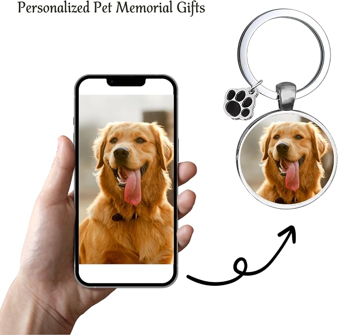 Custom Pet Photo Keychain Personalized Photo Pawprint Dog Tag Keychain Engraved - Image 5