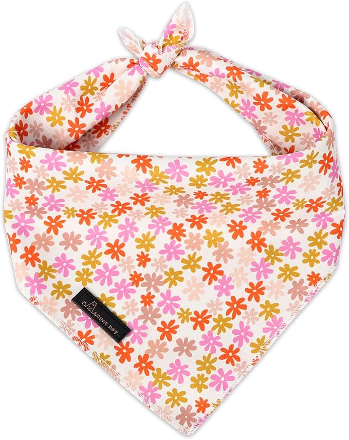 ARING PET Floral Dog Bandana, Spring Summer Daisy Flower Girl Pet Bandana Scarf by ARINGPET