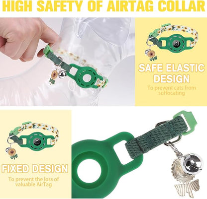 BINGPET AirTag Cat Collar with Bells, Upgraded Safety Elastic Cat Collar with - Image 2