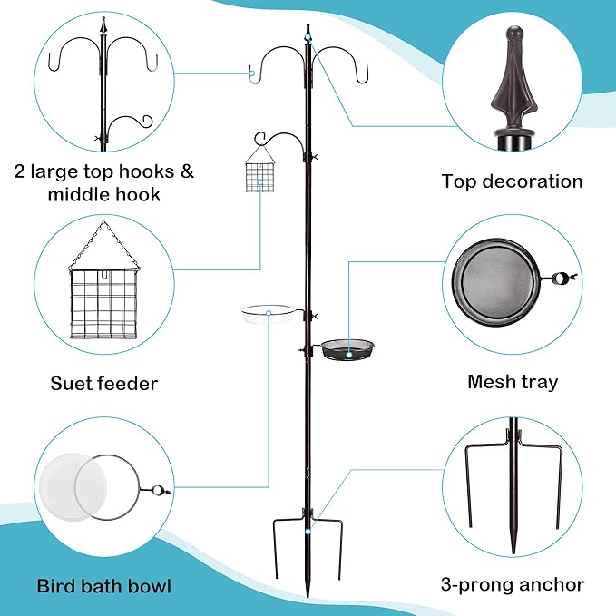 Bird Feeder Stand Pole, 77 Inch Feeding Station Kit - Image 5