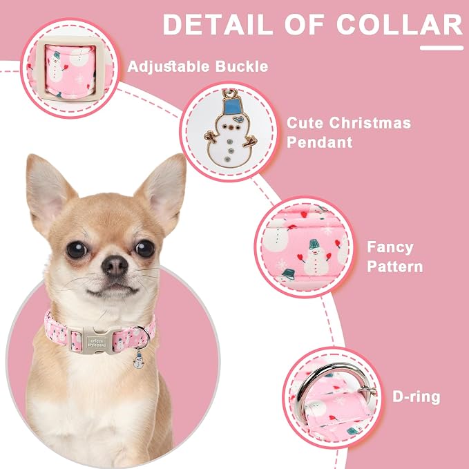 Unique Style Paws Christmas Dog Collar, Soft Cotton Puppy Collars - Image 3