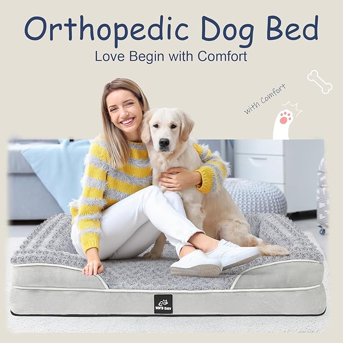 Orthopedic Dog Bed for Large Medium Sized, Washable Memory Foam Large Dog Bed - Image 5