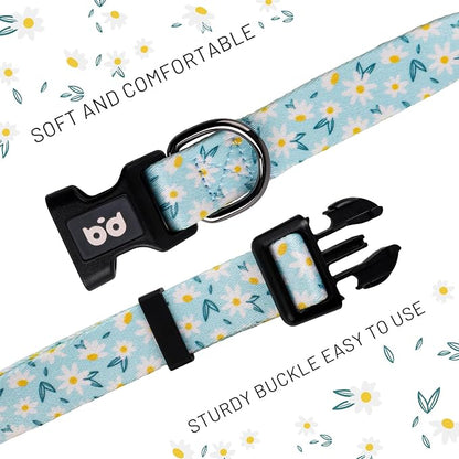 QQPETS Adjustable Soft Dog Collar: Print Flower Pink Multicolor Cute Patterns - Image 3