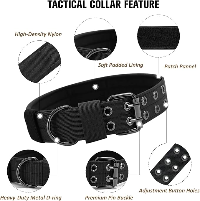 Tactical Dog Collar Military Adjustable Dog Collars Soft Nylon Training Collar - Image 2