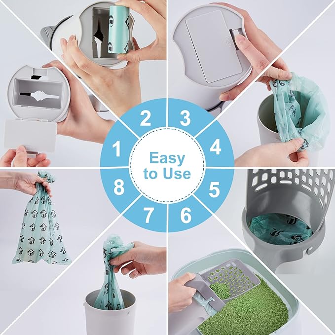 Cat Litter Scooper with Holder, Cat Litter Shovel with Waste Can and Refill 135 - Image 7