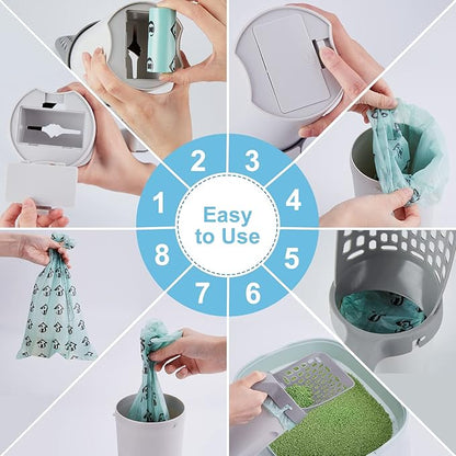 Cat Litter Scooper with Holder, Cat Litter Shovel with Waste Can and Refill 135 - Image 7