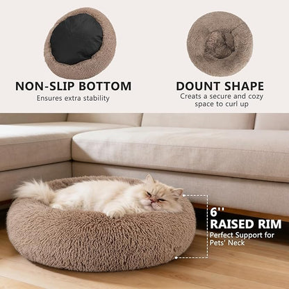 MIXJOY Calming Cat Beds for Indoor Cats, Fluffy Small Cat Cuddler, Anti-Anxiety - Image 3