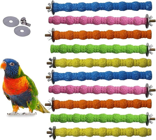 kathson 10PCS Bird Perch Parrot Stand Cage Accessories Natural Wooden Stick Paw by kathson