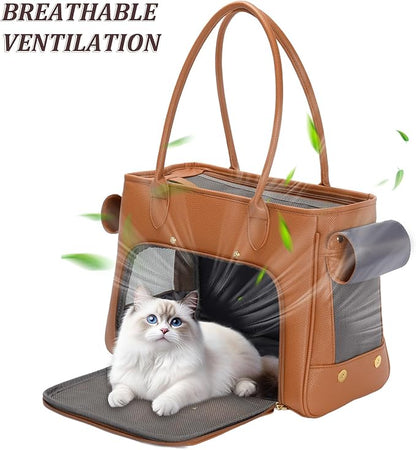 Fashion Pet Carrier Purse for Small Cat and Dog, Luxury Pu Soft-Sided Tote Bag - Image 5