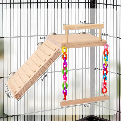 Kyouki Bird Perch Bird Cage Accessories Platform Swing - Image 2