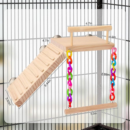 Kyouki Bird Perch Bird Cage Accessories Platform Swing - Image 2