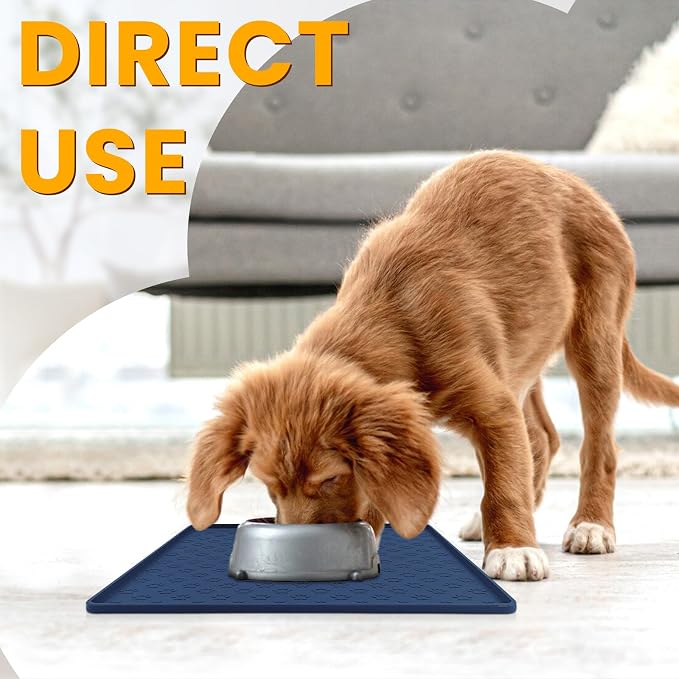 Ptlom Pet Placemat for Dog and Cat, Waterproof Non-Slip Silicone Feeding Bowl - Image 3