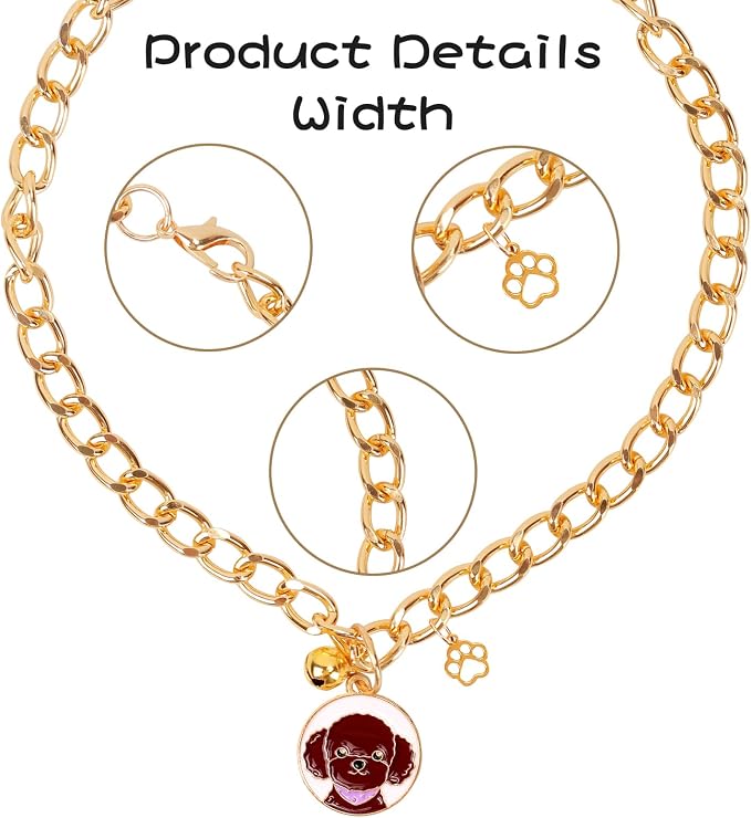 HOWWFALY Dog Collar and Cat Chain Necklace Stainless Steel Adjustable 18K Gold - Image 4