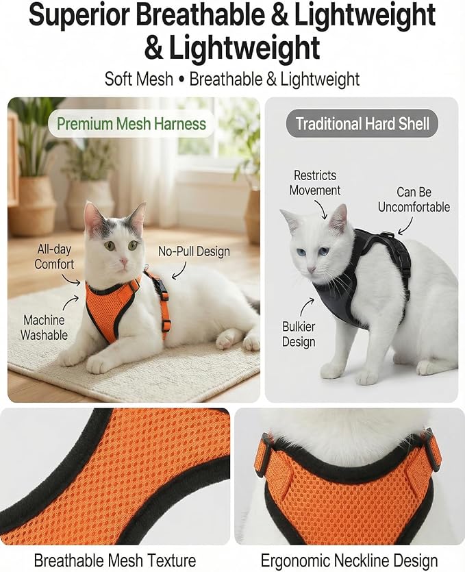 Luxelle 2 Pack Escape-Proof Cat Harness and Leash Set - Image 3