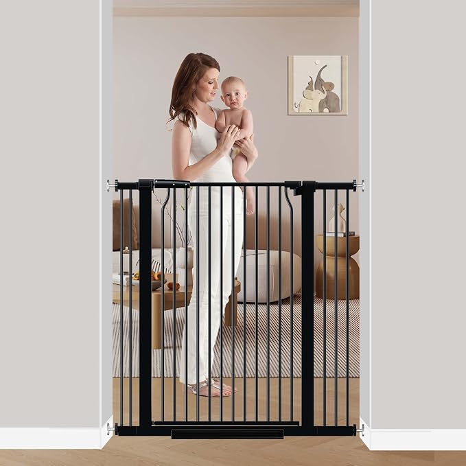 40.5" Extra Tall Baby Gate for Stairs, 29.5"-40.5" Extra Wide Dog Gate Indoor by FlowerFrail