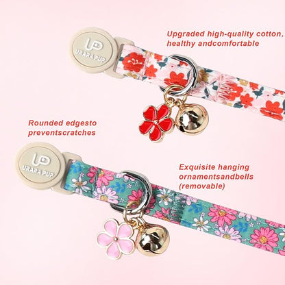 Cat Collar, Spring Green Leaf Flower Kitten Collar - Image 3
