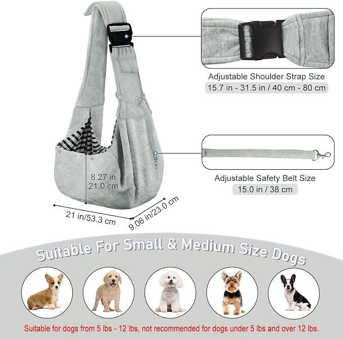 PETLOFT Reversible Small Dog Cat Sling Carrier, Adjustable Hands Free Cross - Image 2