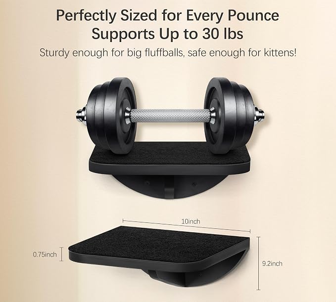 2-Piece Cat Wall Steps with Grey Felt Pads, Floating Cat Wall Perches and - Image 4