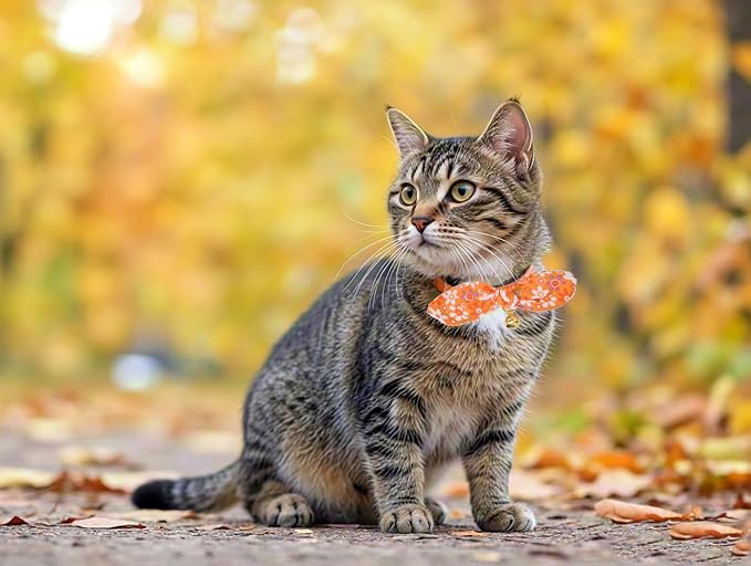 Bowtie Cat Collar with Bell 2 Pack Cotton Breakaway Kitten Collars with - Image 5