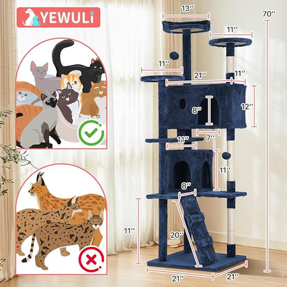 70in Cat Tree Cat Climbing Tower - Image 7