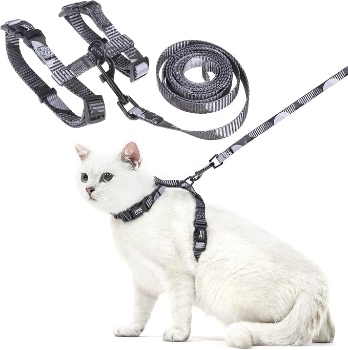 PUPTECK Adjustable Cat Harness and Leash Set Escape Proof Kitten Strap Collar by PUPTECK