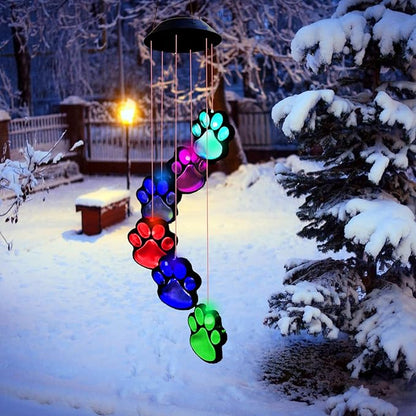Paw Print Solar Wind Chimes for Outside, Dogs Cat Pet Pawprint Remembrance Wind - Image 4