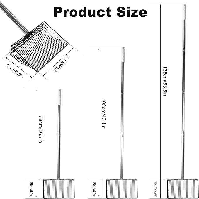 Chicken Poop Scooper & Rake 2-in-1, 304 Stainless Steel Shovel Head, Chicken - Image 2