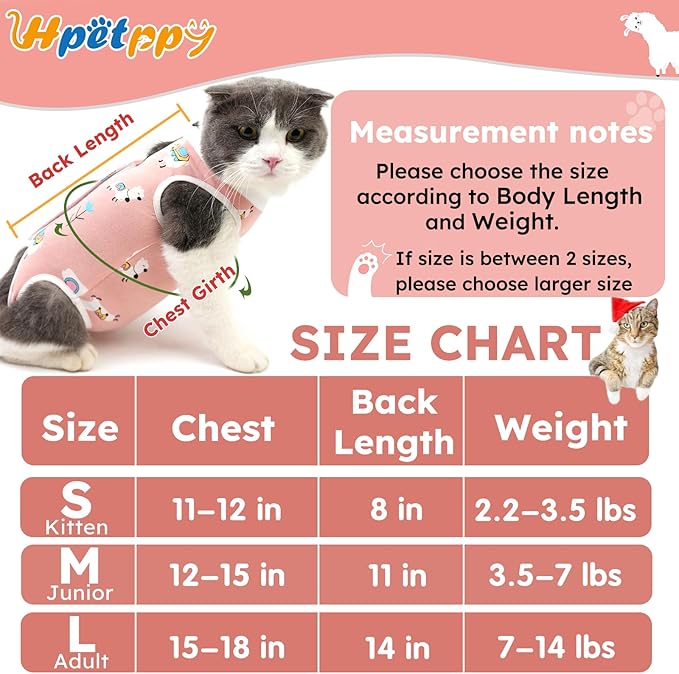 Cat Recovery Suit for Spay Abdominal Wounds, Breathable Cat Onesie for Cats - Image 2