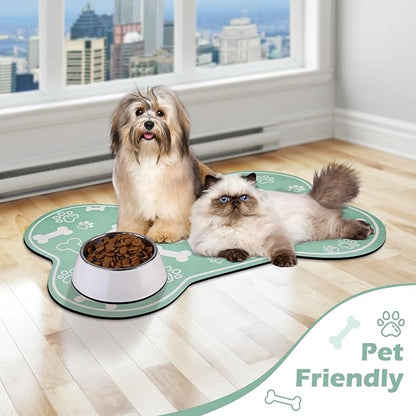 Dog Cat Mat for Food and Water, Rapid Absorbent Pet Feeding Mat, Bone Shaped - Image 6