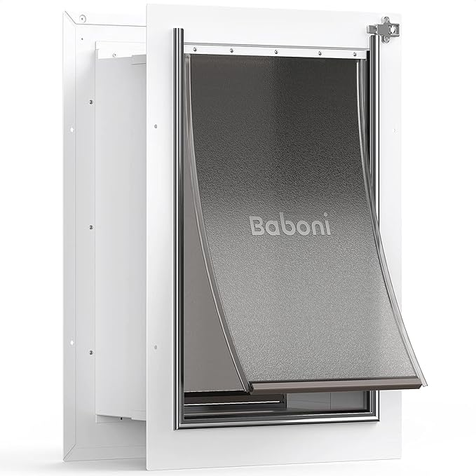 Baboni Pet Door for Wall, Steel Frame and Telescoping Tunnel, Aluminum Lock by Baboni