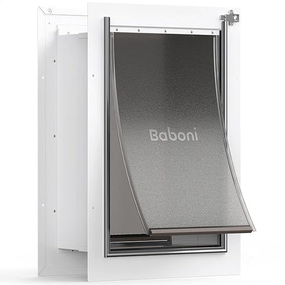 Baboni Pet Door for Wall, Steel Frame and Telescoping Tunnel, Aluminum Lock by Baboni
