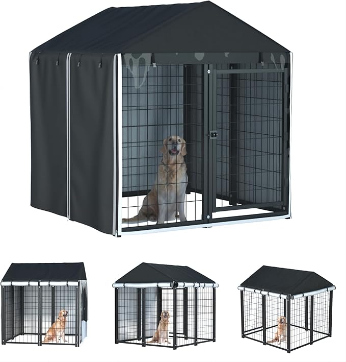 Outdoor Dog Kennel Cover, Full Coverage by LYBOSH