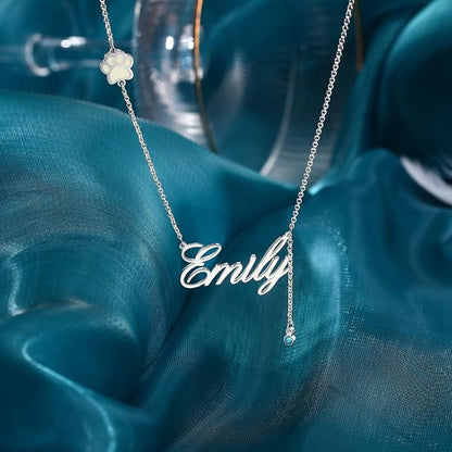 Personalized Cute Dog Cat Paw Name Necklace Forever Love Custom Heart Pendant - Image 5