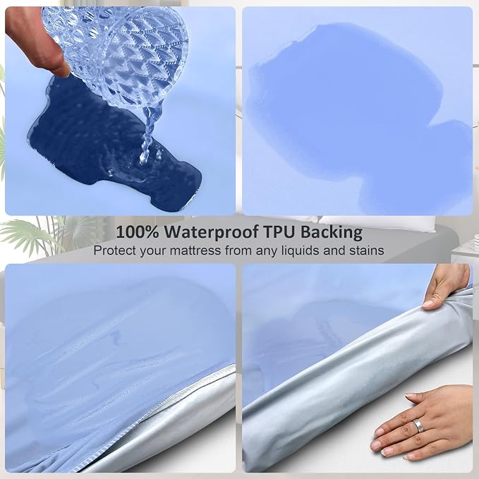 Waterproof Mattress Protector King, Fitted Sheet Style Breathable Mattress Cover - Image 3