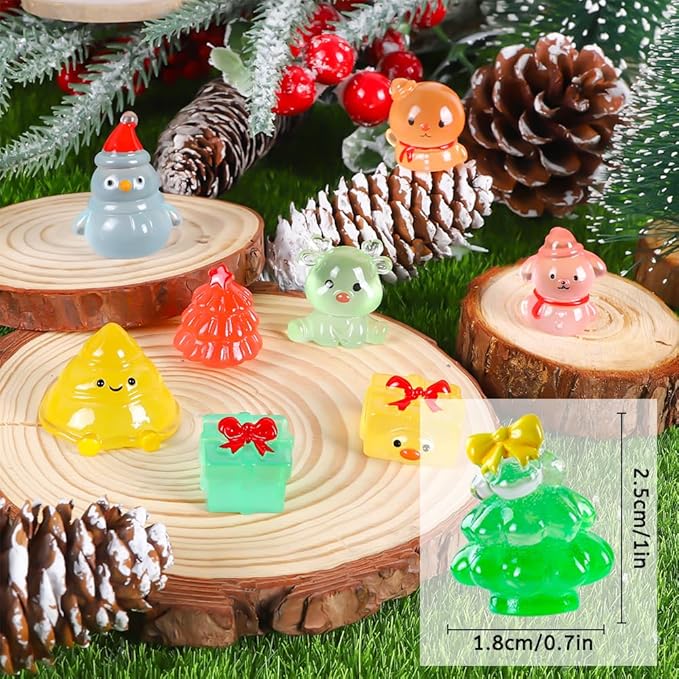 DIYDEC 40PCS Mini Christmas Luminous Figurines 40 Styles Christmas Resin - Image 2