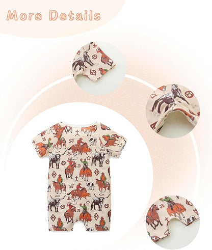 Unisex Summer Trendy 2-Pack Rompers Short Sleeve Zipped Bodysuit Infant Cotton - Image 6