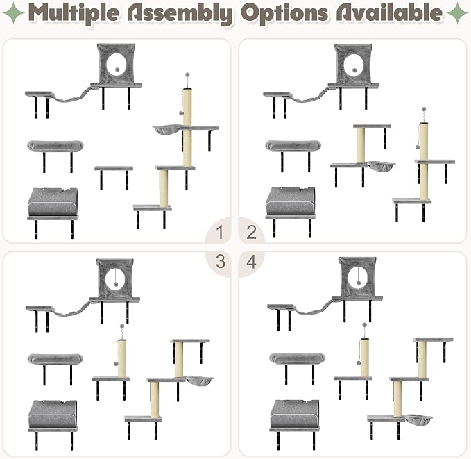 NUNU LAB 7-in-1 Wall Mounted Cat Climber Set, Cat Wall Furniture Set - Image 5