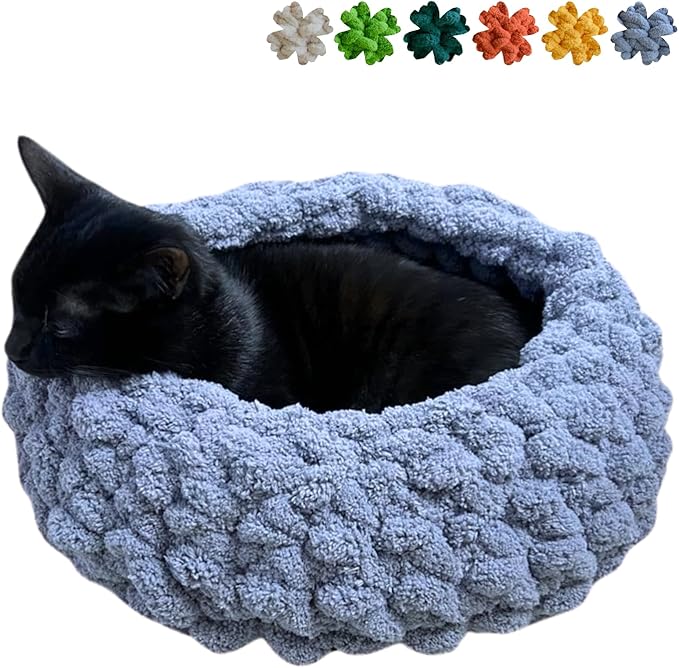 Cat Nest Bed - Premium Self Warming Handwoven Washable Extra Soft Round Cave by Urnat