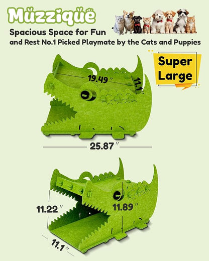Cat Bed House, for 25 LBs Indoor Cats&Small Dogs, Large Cute Crocodile Felt Pet - Image 6