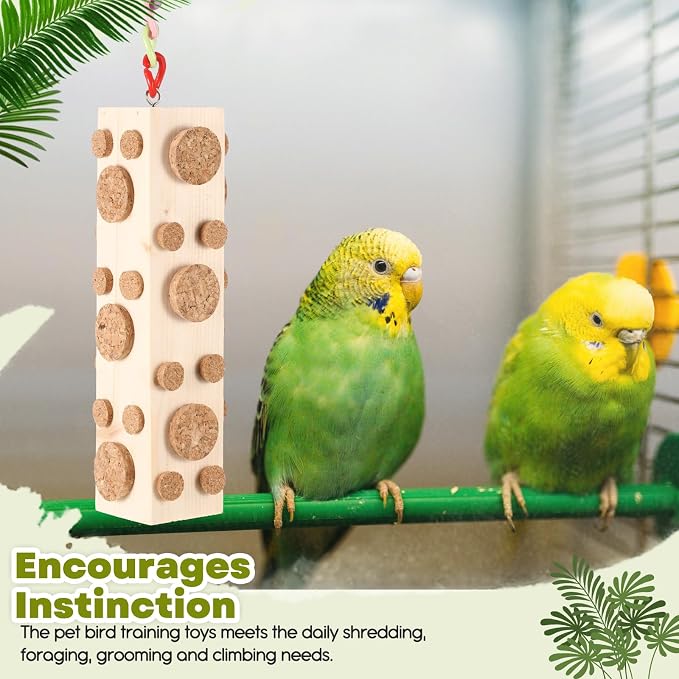 Skyygemm 2 Pcs Bird Parrot Chew Toys Wooden Foraging Hanging - Image 6