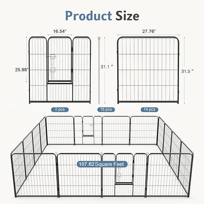 DUMOS Dog Playpen Indoor, Metal 32 Inch 16 Panels Foldable Pet Fence - Image 5