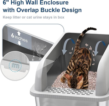 23.6''x16''x12'' Enclosed Stainless Steel Litter Box - Image 3