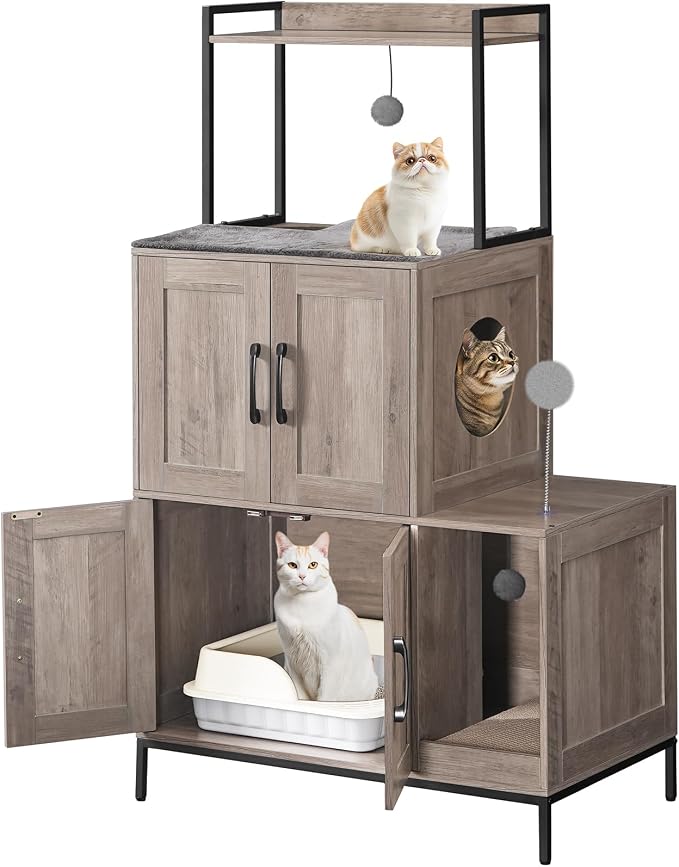 HOOBRO Cat Litter Box Enclosure Furniture, 2 in 1 Hidden Litter Box Furniture - Image 9