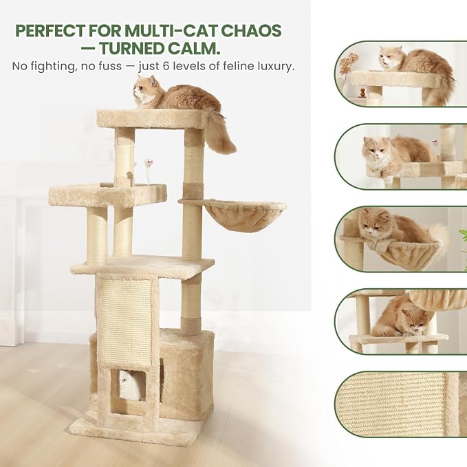 Cat Tree, 50.31-Inch Cat Tower for Indoor Cats, Cat House - Image 3