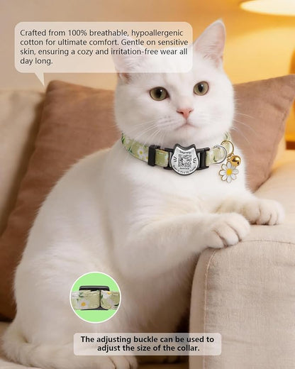QR Code Cat Collar with Breakaway Safety Buckle, Adjustable Cotton Kitten - Image 3