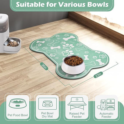 Dog Cat Mat for Food and Water, Rapid Absorbent Pet Feeding Mat, Bone Shaped - Image 7