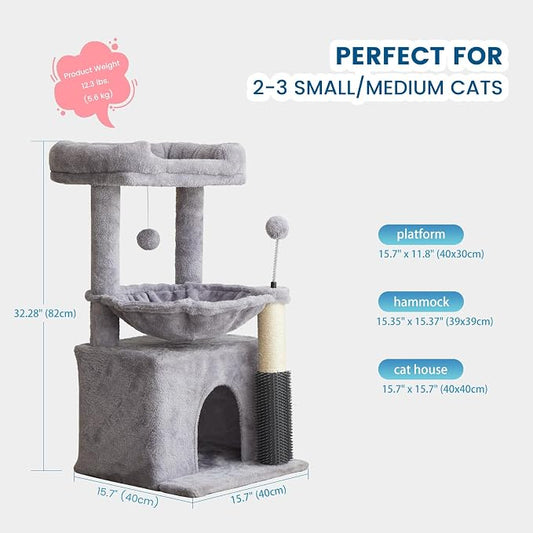 Cat Tree for Indoor Cats, 32 Inch Tall Cat Tower - Image 2