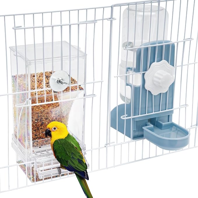 No Mess Bird Feeder Water Dispenser Set, Parakeet Cage Accessories, Bird Feeder by lemtrflo