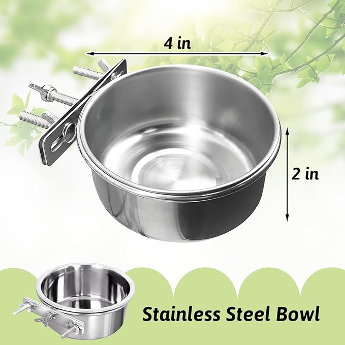Tfwadmx 2 Pcs Bird Feeding Dish Cups, Parrot Food Bowl Clamp Holder Coop Cup - Image 2